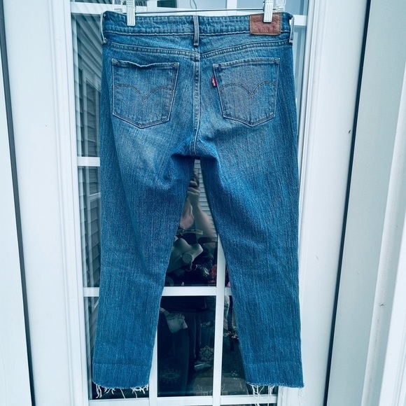 LEVI’S Denim Jeans 711 Skinny Medium Blue Wash Size 27 gray raw distress - Picture 4 of 16